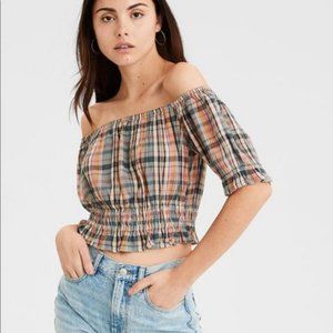 AE Plaid Crop Top